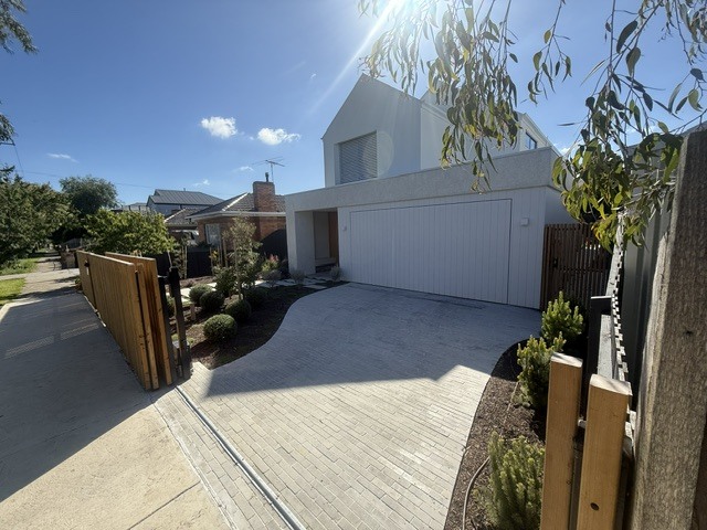 Driveway Paving & Front Garden, outdoor construction project by Premier Outdoors, Melbourne eastern suburbs